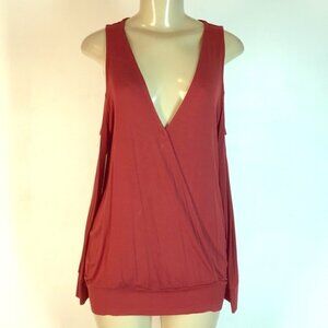 Bobi Los Angeles Cold Shoulder Top Dark Red